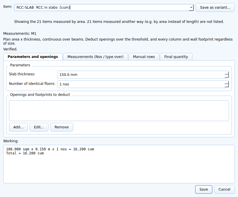 The Assign window for RCC in slabs
